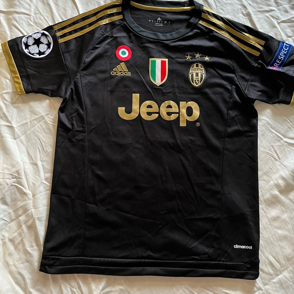 Paul Pogba Jersey Adult Small Black Juventus 2015-16 Third Soccer Futbol Adidas